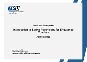 Certificación TrainingPeaks Sports Psychology for Endurance Coaches concedido al coach de ciclismo Jaime TwoInky de Two Inky Bike